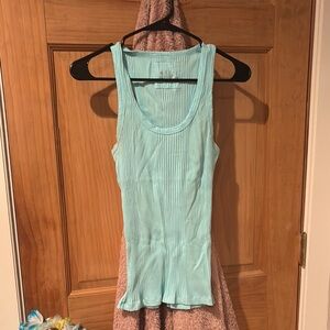 Aqua Ribbed Tank Top